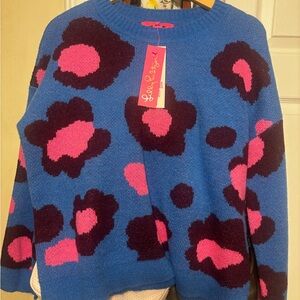 Lilly Pulitzer Blue and Pink Floral Sweater